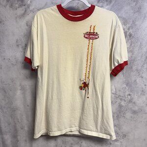 Vintage Ski Apache Resort New Mexico T Shirt Mens L 21x27.5 Y2K Ringer